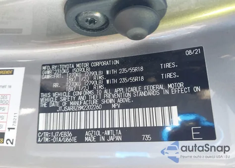 2021 Lexus Nx 300 F Sport z USA, uszkodzony, nr VIN JTJSARBZ8M2202260